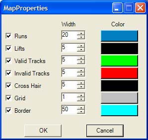 SkiTrak map properties